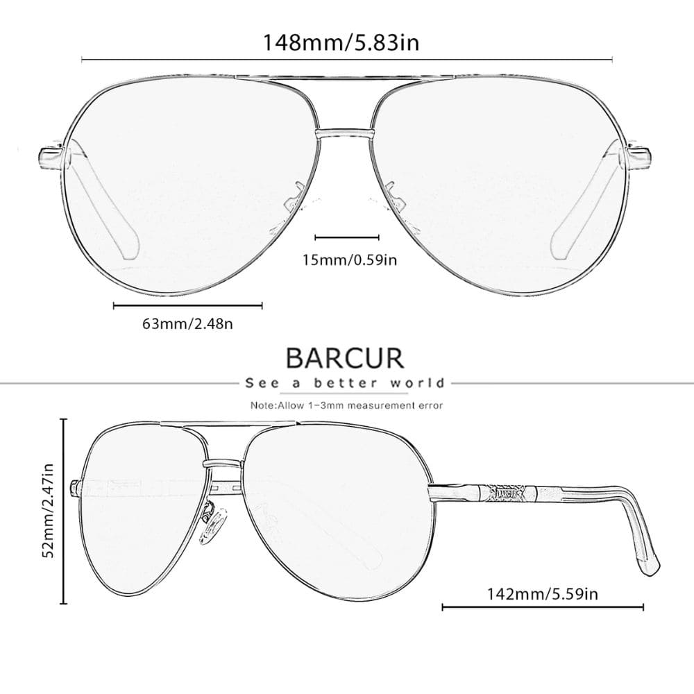 Sunglasses Barcur Aviator Titanium - Polarized