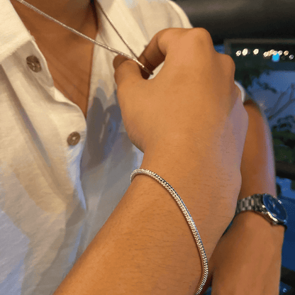 925 Silver Denmark Cobra Bracelet with 3mm Zircon