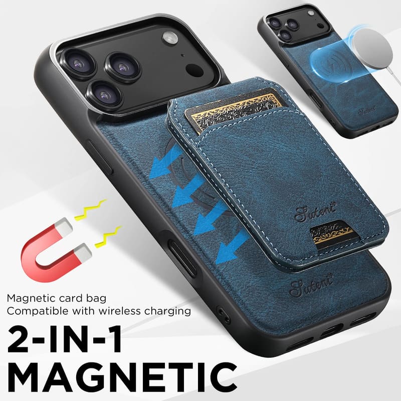 Premium Leather Wallet Case – MagSafe-Compatible (iPhone 12–17)