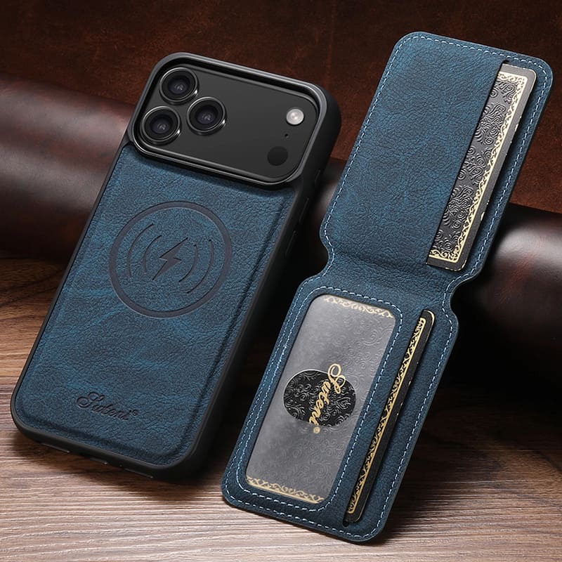 Premium Leather Wallet Case – MagSafe-Compatible (iPhone 12–17)